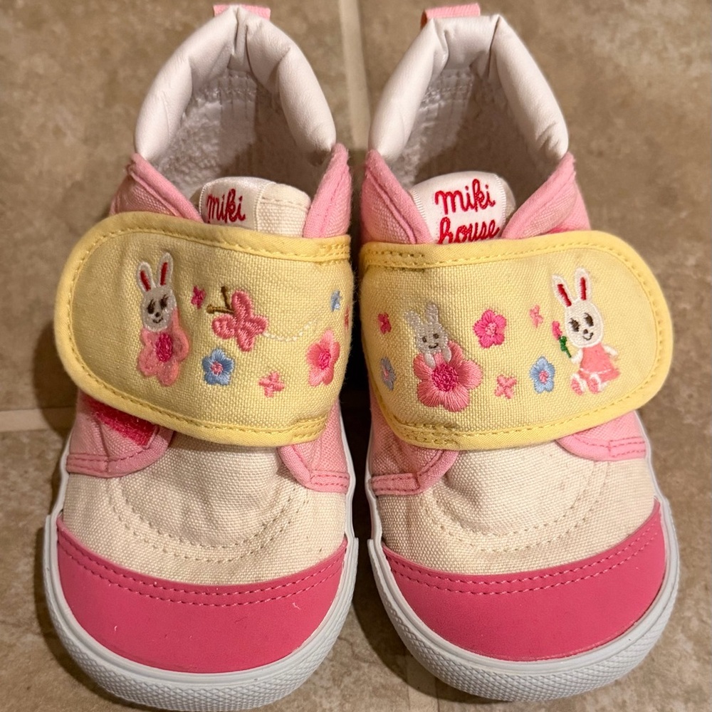 Miki House Pink and Cream Kids Sneakers